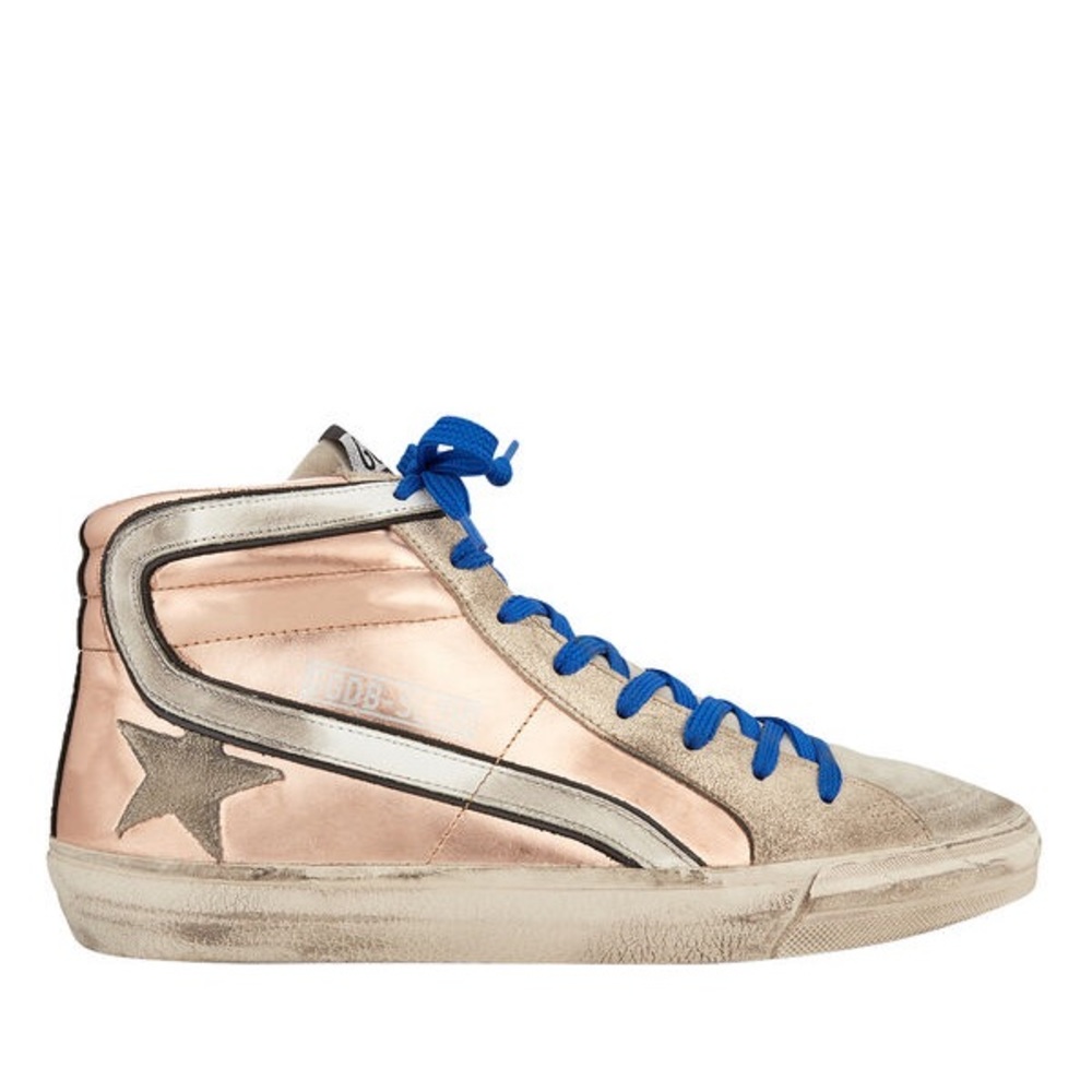 GOLDEN GOOSE Slide Rose Gold High-Top Sneakers